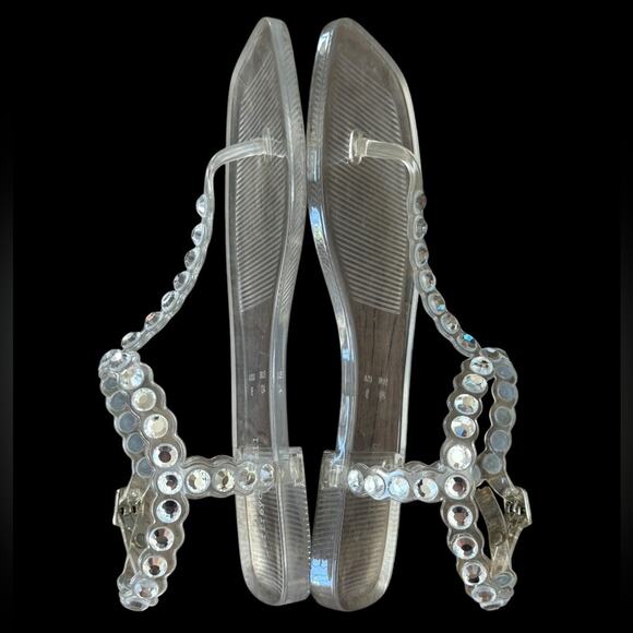 Jeffrey Campbell Jemmin Embellished T Bar Clear Jelly SandaClear Women's Sandals - Picture 5 of 7